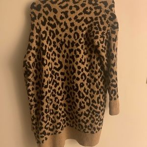 Oversized warm animal print cardigan